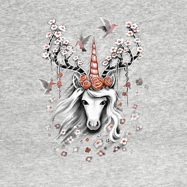 Deer Unicorn Flowers by c0y0te7